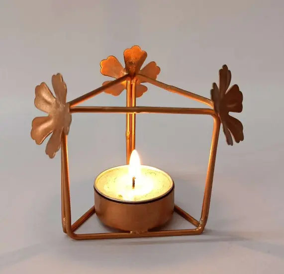 Copper Flower Tea Light — Handcrafted Export Product by NXTGENEXPORTS, Moradabad